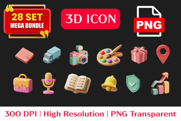 28 3D Business Marketing Icon BUNDLE: Modern Design Assets for Creative Professionals