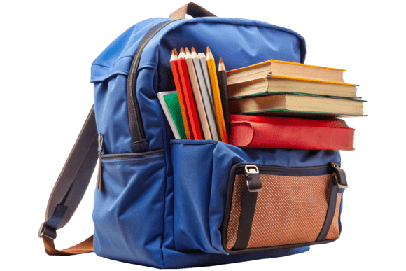 3D School Bag with Books Isolated PNG: Elevating Print-on-Demand and Digital Design Projects