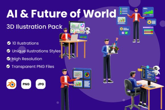 AI and Future of World 3D Illustration P Guide