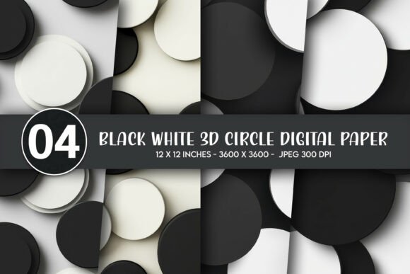 Black White 3D Circle Digital Paper: Versatile Assets for Modern Design Projects