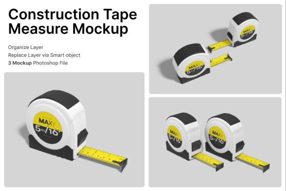 Construction Tape Measure 3D Mockup: Elevating Hardware Branding and Product Presentations