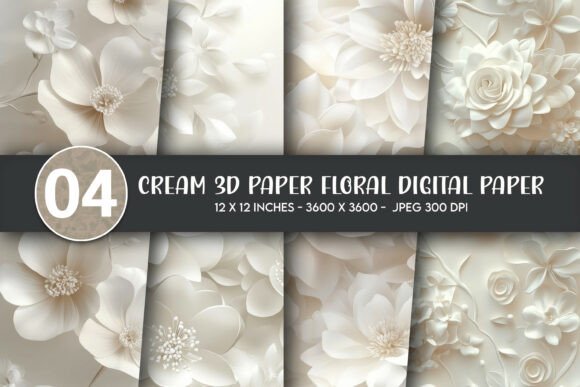 Cream 3D Paper Floral Digital Paper: A Versatile Resource for Elegant Design Projects