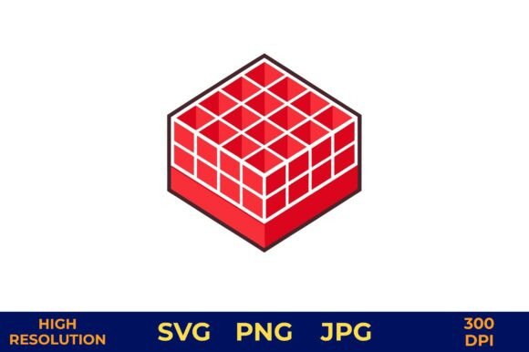 Elevating Digital and Print Design with the Red 3D Grid Cube Vector on White