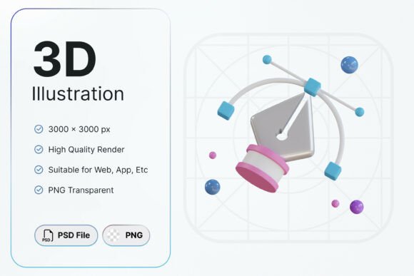 Elevating Digital Interfaces with Pen Tool 3D Icons
