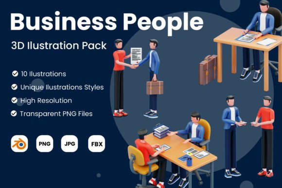 Elevating Digital Projects with the Business People 3D Illustration Pack
