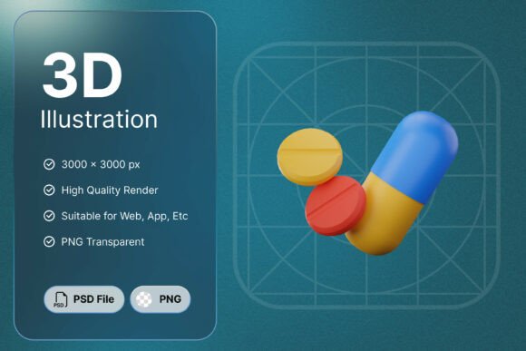 Elevating Healthcare Visuals with a Realistic Medicine 3D Icon Asset