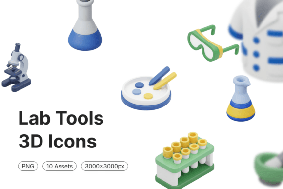 Elevating Scientific Communication with High-Fidelity Lab Tools 3D Icons