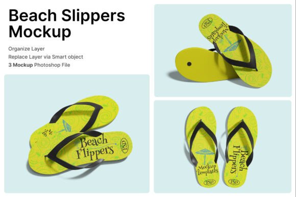 Elevating Summer Footwear Branding with Beach Slippers 3D Mockups