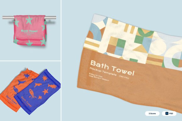 Elevating Textile Branding with a Realistic Bath Towel 3D Mockup