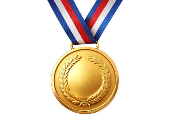 Evaluating Award Gold Medal with Red Ribbon 3D Png for Commercial and Print Design