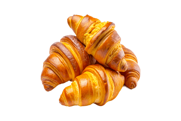 Evaluating Croissants in a Row Clipart 3D PNG for Design Projects