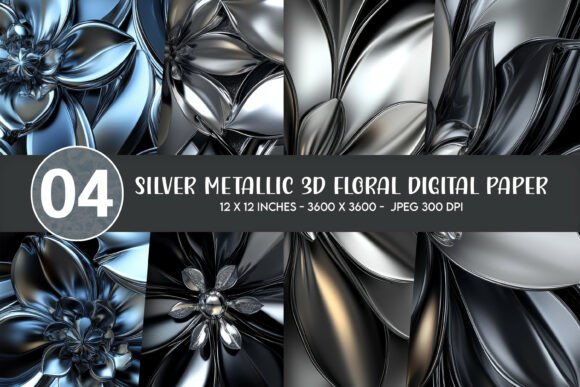 Evaluating Silver Metallic 3D Floral Digital Paper for Creative Projects