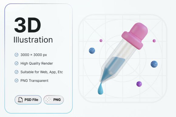 Eyedropper 3D Icons: Elevate Digital Design Interfaces