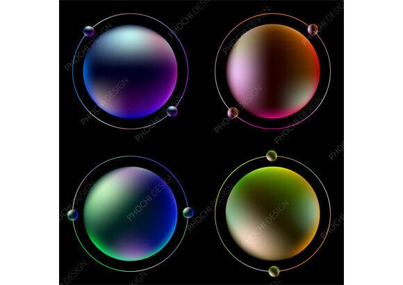 Four Vibrant 3D Gradient Spheres Sci-fi: Essential Vector Assets for Modern Design
