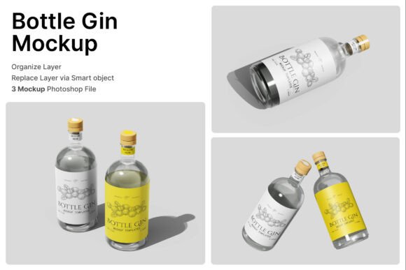 Gin Bottle 3D Mockup: Elevating Spirit Branding with Realistic Presentation