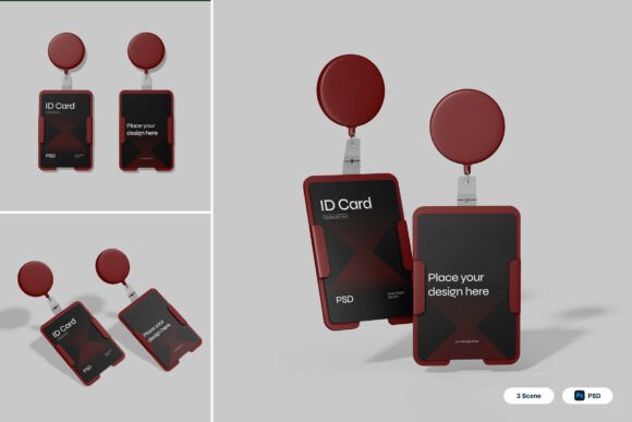 ID Card with Holder 3D Mockup Guide
