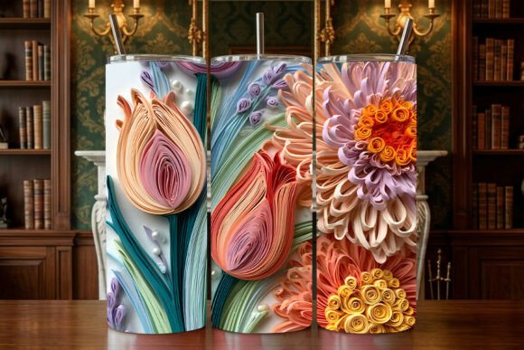 Integrating 3D Quilled Paper Art Floral Bouquet Designs into Professional Drinkware Production