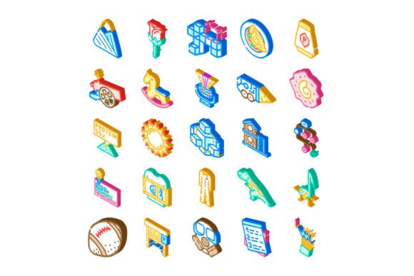 Isometric 3D Icons: Collecting Various Objects