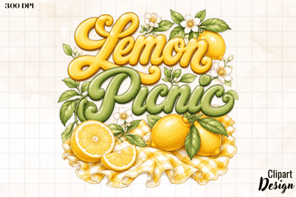 Lemon Picnic Sublimation Design PNG