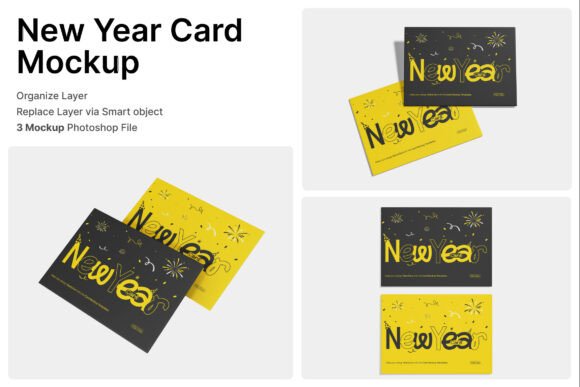 New Year Card 3D Mockup: Elevate Holiday Design