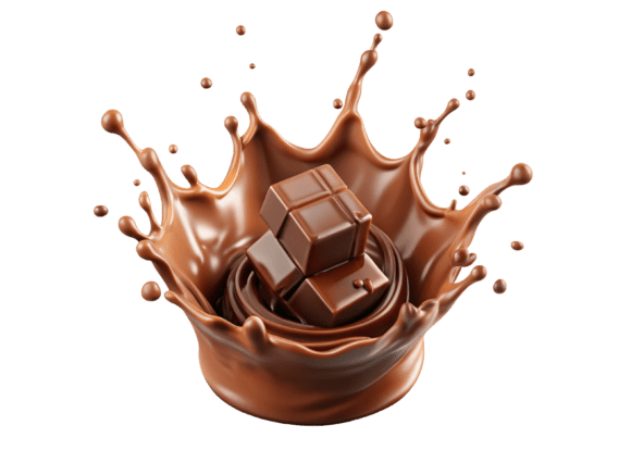 PNG Dynamic Chocolate Splash 3D Icon: Elevating Visual Design with High-Resolution Transparency