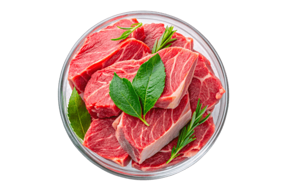 Raw Beef Cubes 3D Rendering PNG for Creative Design