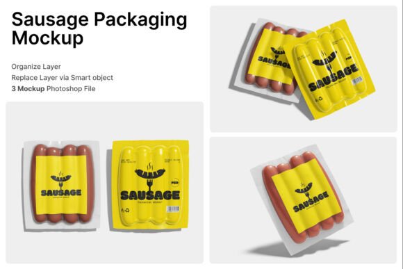Sausage Packaging 3D Mockup: Elevating Meat Product Branding and Retail Presentation