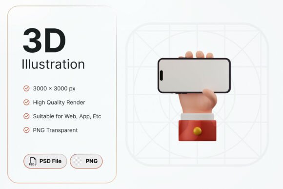 Smartphone Bottom Hold Gesture 3D Icon: A Practical Asset for Modern UI/UX Design