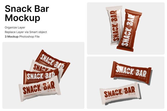 Snack Bar 3D Mockup: Elevating Food Packaging Presentation for Modern Brands