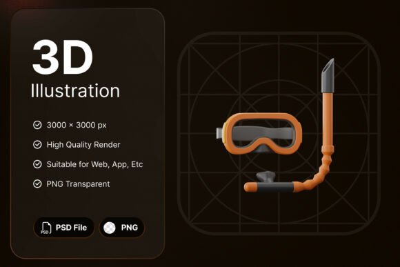 Snorkeling 3D Icon: Elevating Marine Tourism and Digital Design