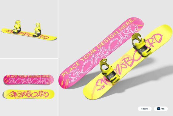 Snow Board 3D Mockup: Integrating Bold Visuals into Action Sports Workflows
