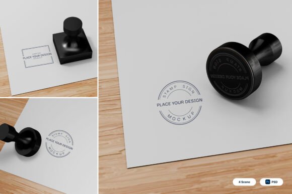 Stamp Sign 3D Mockup: Realistic Branding Presentation