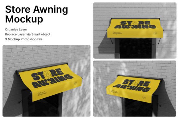 Store Awning 3D Mockup: Elevating Storefront Branding and Retail Signage Presentations