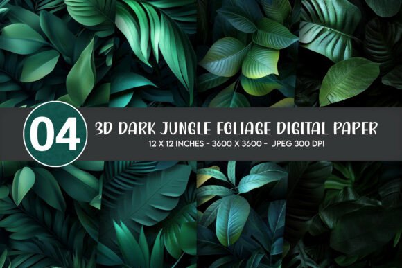Transforming Creative Projects with 3D Dark Jungle Foliage Digital Paper