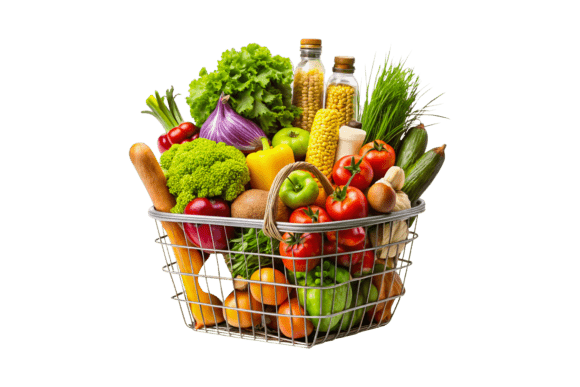 Vegetable Basket 3D Rendering PNG for Creative Projects