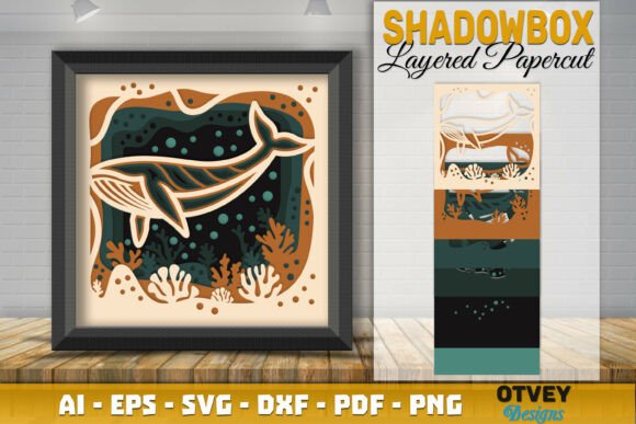 Whale in a Seabed Atmosphere 3D Layered Design