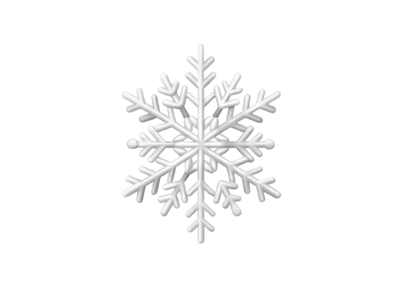 Whate Snowflake 3D Icon: High-Res PNG Assets